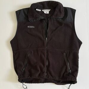 Columbia Sportswear Fleece Zip Up Vest Zip Pockets Toggle Cinch Waist Unisex Med